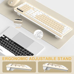 Wireless Keyboard and Mouse Combo, Full-Sized Wireless Keyboard and Adjustable DPI Mouse, 2.4GHz USB Receiver, Keyboard and Mouse for PC, Windows, Desktop, Laptop (Orange-B)