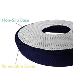 The White Willow Donut Pillow – Medium Firm HR Memory Foam Coccyx Seat Cushion for Tailbone, Hemorrhoid & Piles Pain Relief – Car & Office Chair – Above 60KG – Classic Black