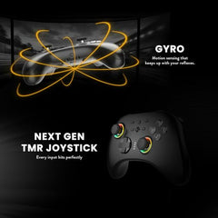 Cosmic Byte Stellaris Controller, 3 Modes Wifi + Bluetooth + Wired for PC, iOS, Android, Hall Effect Trigger and Upgraded TMR Joystick, Macros, 1000mAh Battery, RGB LED, Software Support (Black)