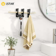 iSTAR Self Adhesive Wall Hook Heavy Duty Metal Stick-On Door Hanger Hook for Hanging Towel, Purse, Robe, Backpack, Jacket, Clothes, Bags - Wall Hooks Set for Bathroom & Kitchen (Pack of 4) (Rose Gold)