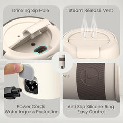 Portronics Thermosip 400Ml Vacuum Insulated Portable Travel Electric Kettle, Fast Water Boiling, Cool Touch Body, Digital Display, Auto Shut-off, 300W Heating Element,Prepare Tea,Coffee Without Milk