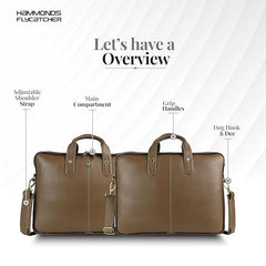HAMMONDS FLYCATCHER Genuine Leather Office Bag for Men - 15.6 Inch Laptop Bag for Men for Professionals, Business Travelers - Adjustable Straps & Multiple Compartments - 1 Year Warranty - Brown