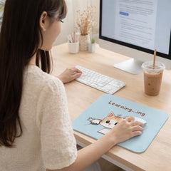 SHERISH Cute Cat (I'm OK) Mouse Pad for PC & Laptop – Waterproof Desk Mat with Funny Cartoon Cat Design, Smooth Cloth Surface & Non-Slip Rubber Base Ideal for Office, Work from Home & Gaming 19x23 cm