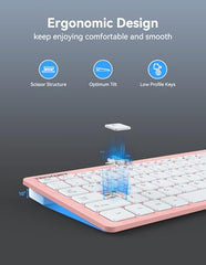 TECKNET Wireless Keyboard and Mouse Combo, Mini Cordless Computer Keyboard and Mouse Set 2.4GHz, Silent Adjustable 1600 DPI, Quiet Click, Lag-Free for Computer, Laptop, PC, Windows, Mac, Chrome OS