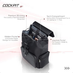 RARE RABBIT Gallardo 35L Water Repellent Backpack - Black Anti-Theft Business Travel Bag with 16" Laptop Compartment, Free Size
