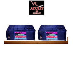 VR ATULIT BY CHOOSY 12 Flap Saree Bag | Clothes Storage Bag for Sarees, Blankets | Large Storage Bag for Clothes with Transparent Zip Covers | Foldable Quilted Bag Organizer with Handle for Wardrobe