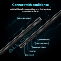 ASUS Gaming V16 (2025) 14th Gen,Intel Core 5 210H Gaming Laptop (RTX 4050-6GB/16GB RAM/512GB SSD/Windows 11 Home/16/144Hz/M365*/Office Home 2024,Matte Black,1.95 Kg),V3607VU-RP550WS