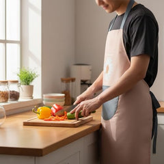 MOMISY Waterproof Kitchen Apron, Cooking Apron with Large Front Pocket, Daisy Print Design (Pink)