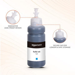 Amazon Basics Compatible Ink Refill Kit for Epson L130,L360,L380,L361,L565,L210,L220,L310,L350,L355,L365,L385,L405,L455 and L485 Printers | Vivid Color Matching Multi-Color Pack(C/M/Y/Bk - 70g x 4)