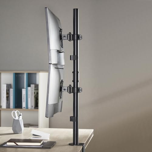 Jin Office Dual Monitor Stand Vertical for Dual Monitors Upto 32 inches | Adjustable Dual Monitor Arm Vertical | 3 Years Warranty