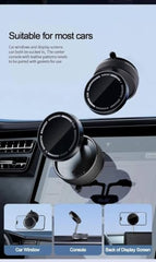 (1 Year Warranty) 360° N52 Strong Magnetic Vacuum Phone Holder, Strong Suction Mobile Mount for Car Dashboard, Windshield, Mirror & Smooth Surfaces, Hands-Free Universal Smartphone Holder - Black