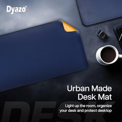 Dyazo Vegan PU Leather Mouse Pad for Remote Work/Office/Gaming, Large Desk Mat, Dual-Sided Anti-Slip, Water-Resistant Design (800 x 300mm, Navy Blue & Yellow)