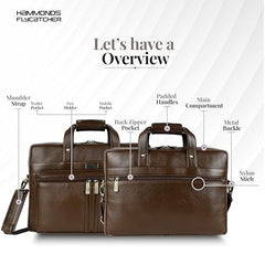 Hammonds Flycatcher Genuine Leather 15.6 Inch Laptop Office Bag for Men | 15.6” Padded Laptop Sleeve| 3 Zip Pockets| Detachable & Adjustable Strap| Pen,Wallet & Mobile Pocket |Durable|1 Year Warranty