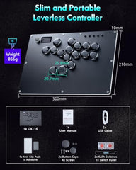 GuileKeys Arcade Fight Stick GK-16, All-Button Gamerfinger with Custom RGB & Turbo Functions, Arcade Controller for PC/PS4/PS3/Switch/Steam Game Keyboard Supports Hot Swap & SOCD