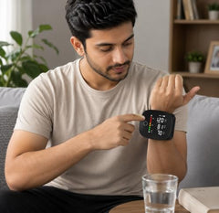 Govee Digital Wrist Blood Pressure Monitor with Heart Rate Display, Automatic BP Checker with Large LCD Screen, Adjustable Wrist Cuff, Memory Function & Rechargeable Design for Home Use