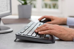 Cherry GENTIX Desktop, Wireless Keyboard & Mouse Combo, 2.4 GHz Connection, Integrated Wrist Rest, Symmetrical Mouse, Battery-Powered, QWERTY, Black