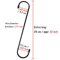 YourGift Steel 10 Pack Heavy Duty S Hooks Black S Shaped Hooks Hanging Hangers Hooks For Kitchen, Bathroom, Bedroom And Office: Pan, Pot, Coat, Bag, Plants(10 Pack/S Hook/Black/2.4 Inch)