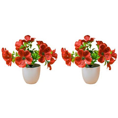 fancymart Artificial Flower Plant Home Décor with Small Size Pot | Pack of 2 | Plant Hanging for Home Decor | Office Decor (DESIGN-01)