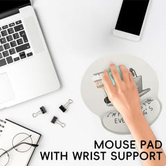 ZORBES® Mouse Pad with Wrist Support, Funny Cat Ergonomic Mouse Pad | I'm Fine Motivational Memo Design, Soft Gel Rest, Non-Slip Mouse Mat for Office Home