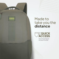 American Tourister Nexa Style 01 | 36L Backpack | Casual Bag | 3 Compartments | School & College Backpack for Men and Women | Olive | 1 Yr Global Warranty