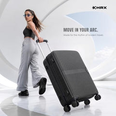 HRX Parabola 3-Piece Luggage Set Intergallcatic Grey Polypropylene Hard Shell Suitcase Set - Premium Travel Trolley Bags with 8 Spinner Wheels, Number Lock & Water Resistant Body