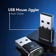 UBYTRONICS USB Mouse Jiggler & Auto Clicker, Automatic Cursor Mover with Multiple Modes, Plug & Play USB Device to Prevent Computer Sleep, Long Press On/Off, 1 Click/Sec Auto Clicker Mode(Black)