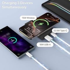 10000mAh Magnetic Wireless Power Bank Sylaris Magpro for iPhone 17/16/15/14/13/12 Series Type C Fast Charging Lithium Polymer Battery (Input & Output) 15w Wireless & Mag-Safe - Black