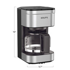 KRUPS Simply Brew Compact 5 Cup Coffee Maker: Stainless Steel Design, Pause & Brew, Keep Warm, Reusable Filter, Drip-Free Carafe