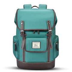 Gear Classic 16.5"/21L Medium Water Resistant Faux Leather Anti Theft Knapsack | Laptop Bag | Casual Bag | Travel Bag for Men/Women (Green - Brown)