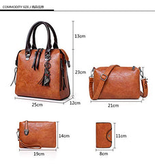 MOMISY Set of 4 Pieces Leather Finish PU Material Ladies Hand Bag, Clutch and Wallet for travel office Party for women (Camel)