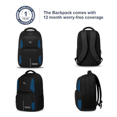 Lunar's Luxur 40L Laptop Backpack with 1 Year Warranty | Foam Padded Water Resistant School bag | Laptop Bag 15.6 Inch | Travel College bag for boys | Office bag for man (black_grey_orange)