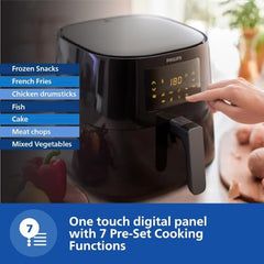 PHILIPS Digital Airfryer HD9252/90, Touch Panel, 4.1L, 100% Food Safe | with RapidAir Technology,with additional 1 Yr Warranty by Philips, 7 Pre-set Menu (Black)