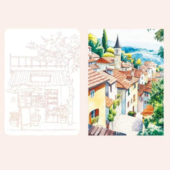 CRAFTMATE The Explorer Watercolor Painting Book | DIY Paint with Water Kit for Kids, Teens & Adults | 16 Pre-Sketched Landscape & Travel Designs with Paint Palette & Water Brush Pen | Travel-Friendly Watercolour Art Book