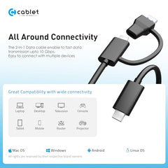 Cablet M.2 NVMe/NGFF SSD Enclosure USB 3.1 Gen2 10Gbps for 2242/2260/2280 M-Key/M+B Key PCIe SSD, Supports Dual Protocol NVMe and NGFF SSD, UASP Max 2TB, Aluminium Case