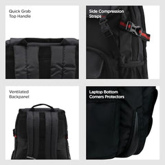HARISSONS RHINO Laptop Backpack | 30L | Fits 15.6” Laptop | 420D PU-Coated Polyester & Vegan Leather | Office, Commute & Travel | Laptop Protection, Trolley Sleeve, Organizer (Grey)