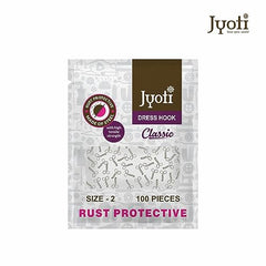JYOTI Dress Hook (50 Hooks of 3 Wire Size 2 of Brass Material in Nickel Free Finish in a Pouch), Hooks for Ladies Blouses, Dresses, Chudidars, Children Dresses, Frocks, and Gowns - Pack of 5 Pouches
