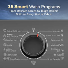 Bosch 7 kg 5 Star Front Load Fully-Automatic Washing Machine, Antibacterial Tech, AI ActiveWater, 15 Wash Programs, 53L Large Drum, SoftCare Paddle, Silver, WAJ24266IN (2026 Model)
