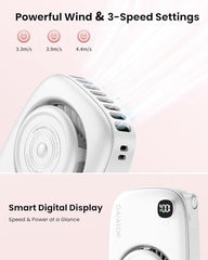 Gaiatop Portable Hand Fan with Makeup Mirror, Cute Camera Design, 3 Speed USB Rechargeable Mini Fan with LED Display, Multifunctional Neck Fan for Camping Travel Outdoor (Red)