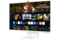 Samsung 32" (80 cm) 4K M7 Vision AI Smart Monitor|UHD 3840 x 2160|Smart TV Experience with AI|Type-C|Apple AirPlay|Gaming Bar|Remote|Speakers|Wi-Fi|Bluetooth|AI Picture & Sound|LS32FM701UWXXL|White