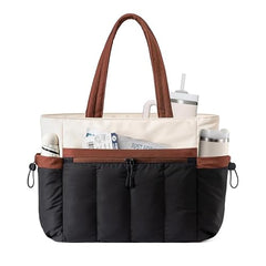 Bayne Tote Bag for Woman | Laptop Bags for Women Office Use | Waterproof Handbag for Women | Elegant Office Bags for Woman (Cream & Black)