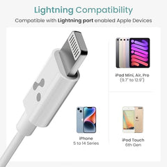 Ambrane Lightning to 3.5mm Audio Earphones Jack Adapter | AUX Cable, Port Converter for iPhone 14, 13, 12, 11, X, XS, 8, 7, 6S, SE, iPod, iPad | Headphone & Car Stereo Connector | White (AOTG-LX1)