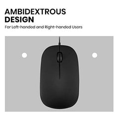 Perixx PERIMICE-201U B, Wired USB Mouse - 3 Button - 800dpi Optical Resolution - Illuminated Wheel - 5 Ft Cable - Black
