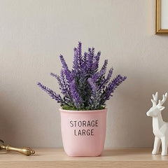 Dekorly Premium Artificial New Rose Flower with Pink Decorative Pot (Storage Large) – 22 cm Faux Flower Arrangement for Home Decor Living Room Bedroom Office Decor (1, Rose)