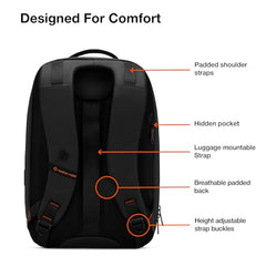 Nasher Miles Madison Passenger Workpack 22 Liters Water Resistant, Padded, Premium Reversed Polyester Black Yellow Laptop Backpack | USB charging| Unisex | Ideal For Office (Black & Yellow)