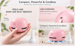 5 LEAFé : JOURNEY TO HEALTH Panda Mini Vacuum Cleaner for Desk (with Nozzle), 500 Pa Powerful Suction, USB Rechargeable Handheld Table Dust Cleaner for Keyboard, Laptop, Car Interior
