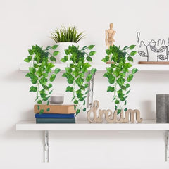 Tdas Plastic Artificial Plants With Pot Leaves Hanging Ivy Garlands Plant Greenery Vine Creeper Home Decor Door Wall Balcony Decoration Party - 50 Cm (2 Pcs Money Plants)