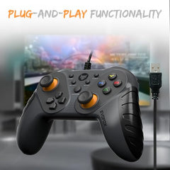 EvoFox Elite Ops Wired Gaming Controller for PC, Android TV and PS3 with 2.4m Long Cable | Dual Vibration Rumble Motors | Zero Lag Connectivity with Plug and Play functionality |2.4m Long Cable, X-Input & D-Input | Black