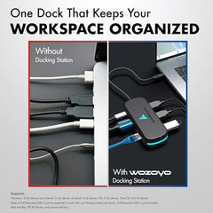 Type C 14 in 1 Wozoyo Docking Station, PD 100W, 2X4K@60Hz HDMI,4K DisplayPort, 2XType-C 10Gbps, USB 10Gbps, Gigabit Ethernet, AUX Port,Universally Compatible Thunderbolt 4,macOS,Windows,Android & iOS