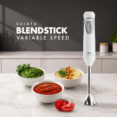 Sujata Blendstick Hand Blender | 600W Heavy Duty Motor | Variable Speed Control | Stainless Steel Shaft | 18000 RPM | Professional Immersion Blender | Easy Clean | Black