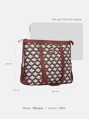 ZOUK Office Bag | Stylish Bags for Office Use | Laptop Bag 15.6 inch | Stylish Tote for Office Use | Purse for Women | Vegan Leather Handbag | Daily & Travel Use | Multicolor Mandala Print